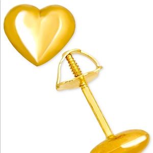 Children's High Polished Puff Heart Stud Earrings in 14k Gold